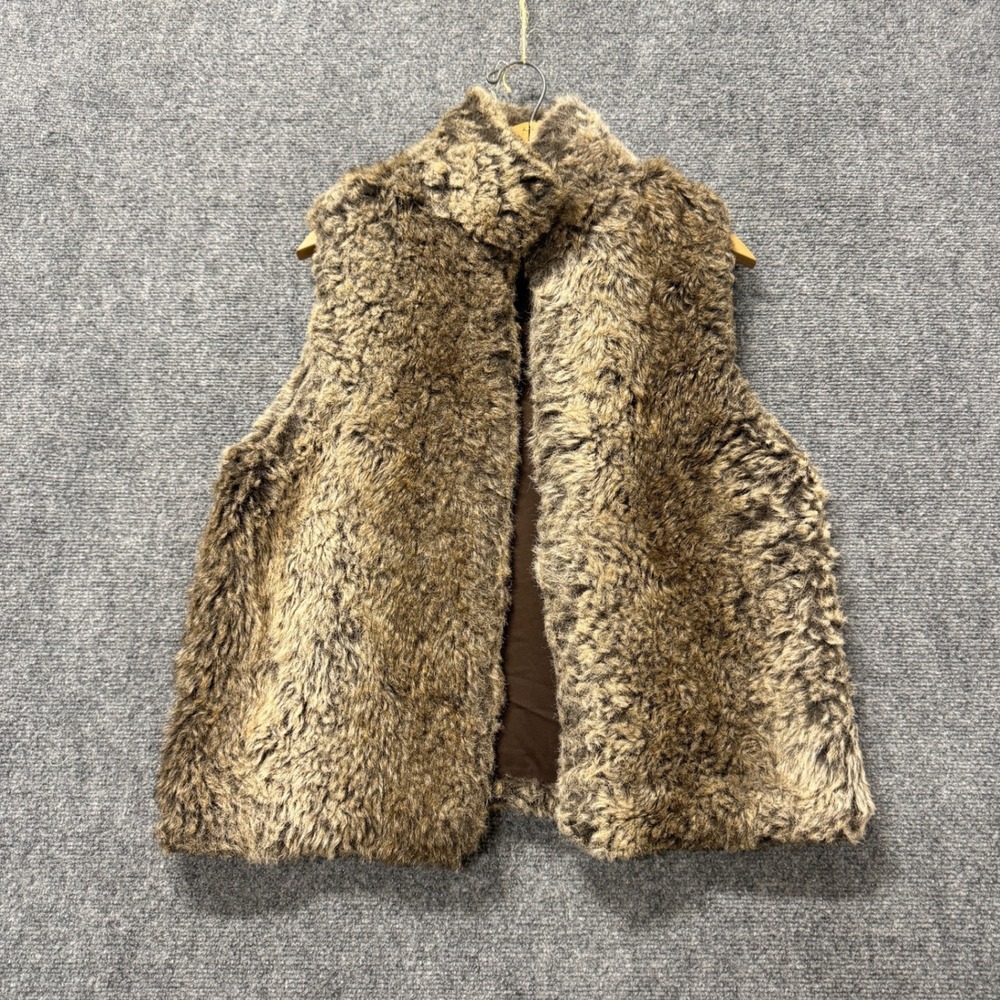 Cejon‎ Faux Fur Vest Women's Large Acrylic Blend Brown Sleeveless Y2K
